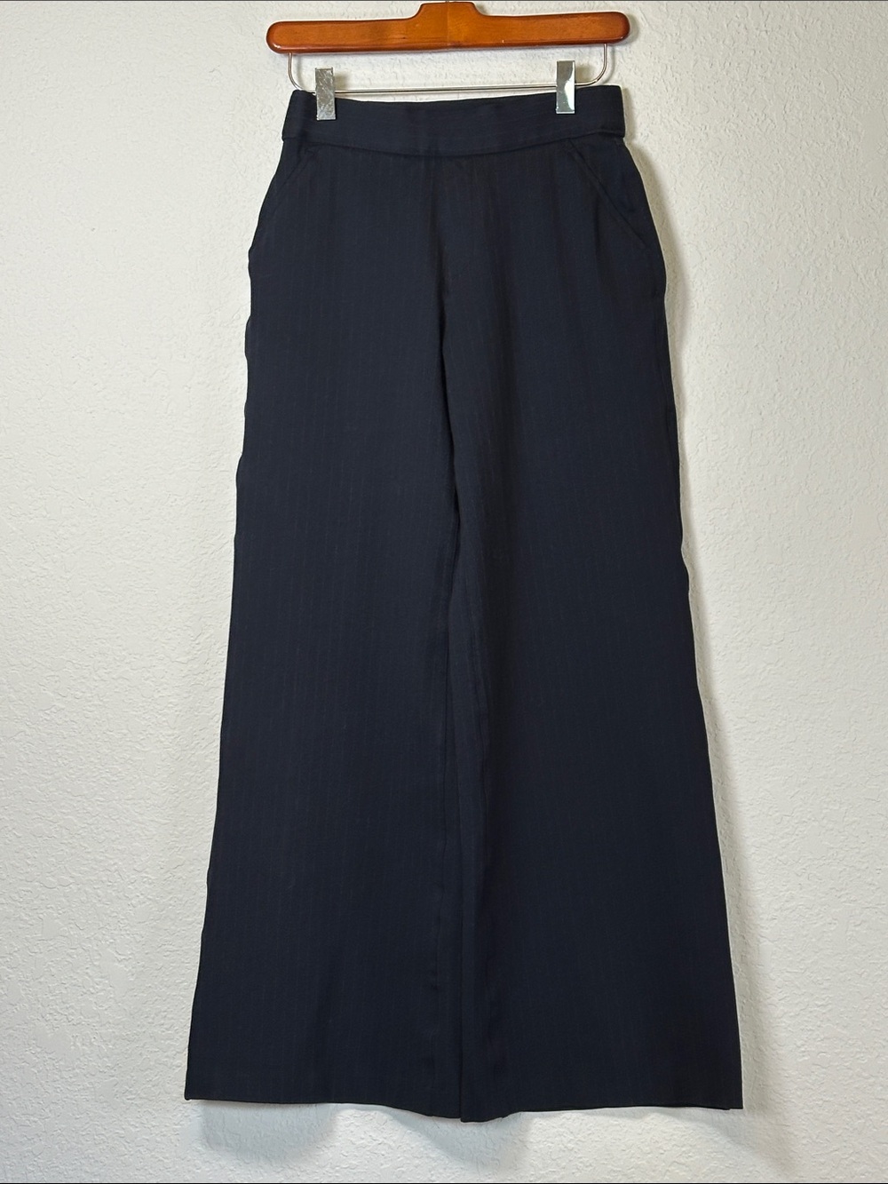 SPANX Black Pinstripe Wide Leg Pants